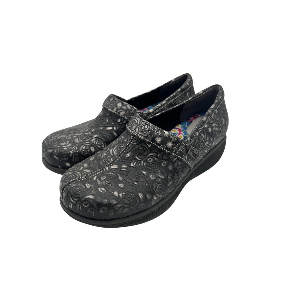 Grey's Anatomy Shoes Womens Size 7 Black Floral Embossed Slip On Comfort Work